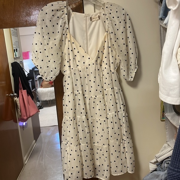 Altard State, white mini dress with black polka dots, size Medium, worn once. - Picture 2 of 3